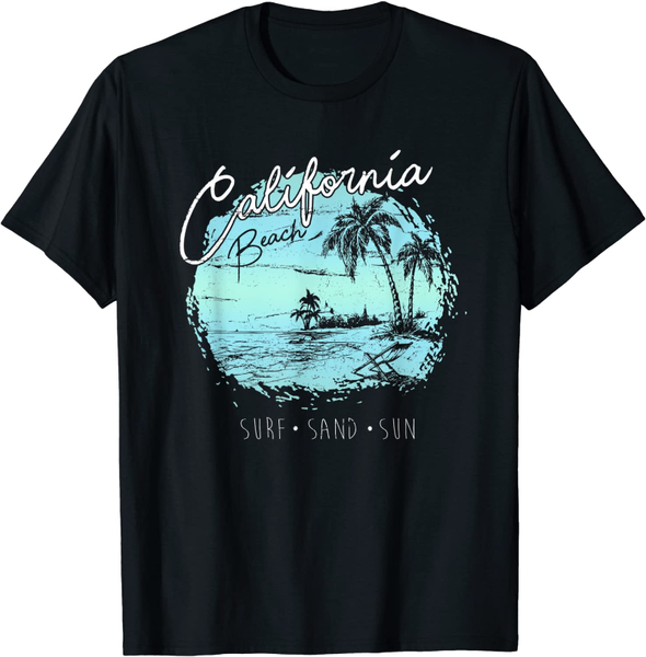 

men's t-shirts california beach vintage surf summer surfer gift t-shirt geometric graphic fashion, White;black