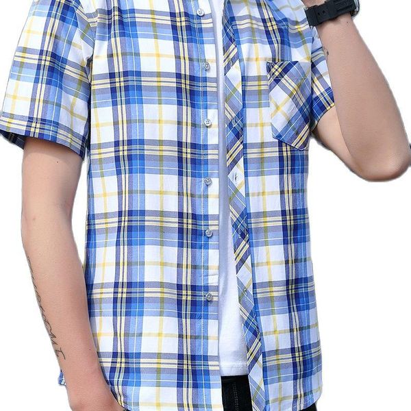 

men's casual shirts clothing,plaid shirt,shirt,summer youth trend 2021 business shirt, handsome button type checked dress -5xl, White;black