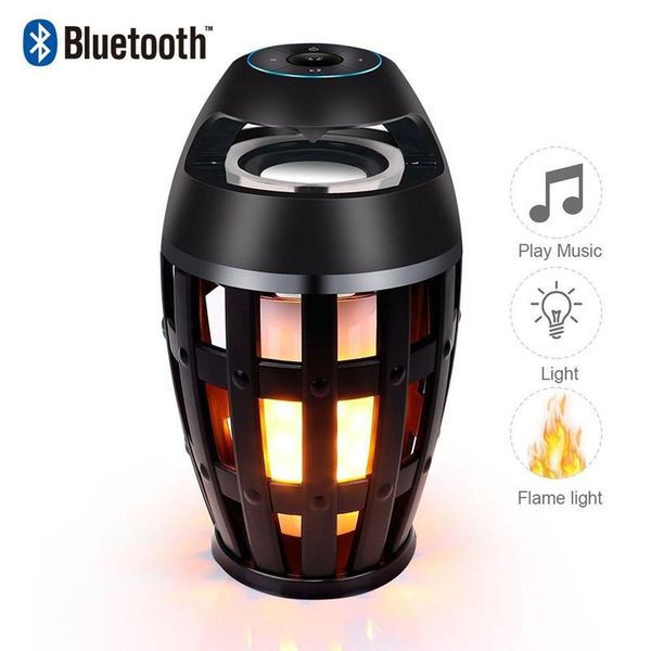 

portable led flame lights bluetooth speaker outdoor atmosphere louderspeaker stereo for camping home party gift idea speakers