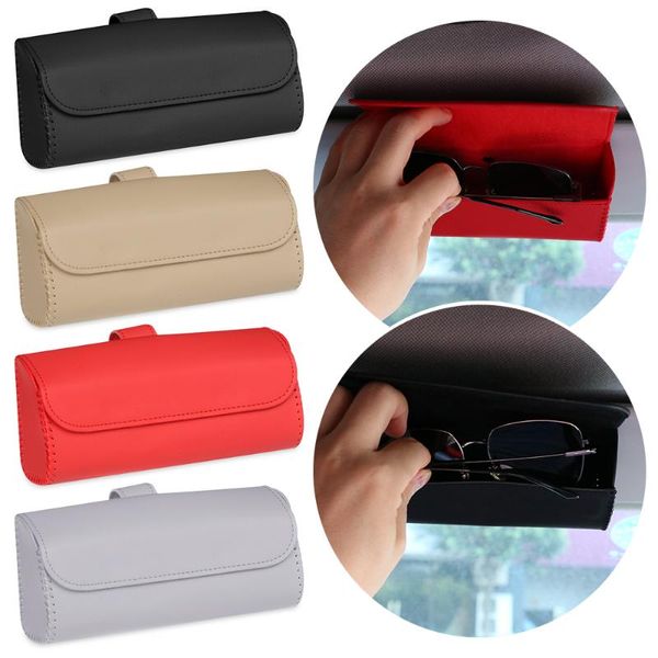 Andere Innenaccessoires Universal Auto Sonnenbrillenhalter Sonnenblende Brillenetui Halter PU Sonnenbrille Clip Aufbewahrung Mode