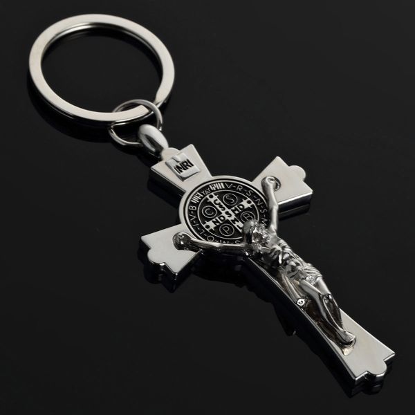 

creative gift catholic jesus cross metal keychain mexico, Slivery;golden