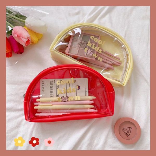 

w&g korea ins cute bear pvc waterproof large capacity storage bag simple travel portable cosmetic 2021 bags & cases