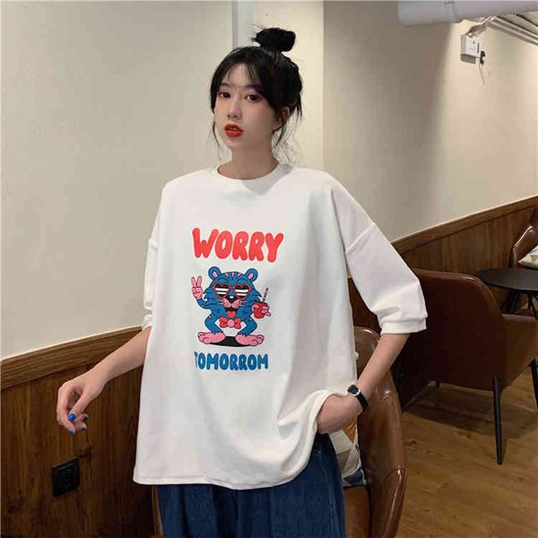 

hoodies ytx208 summer loose and thin korean version mid-white length women's short shirt, Black