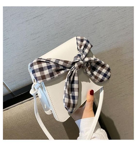 

evening bags pu leather shoulder bag 2021 summer women plaid-bow sweet students designer texture handbags crossbody ins shoppin