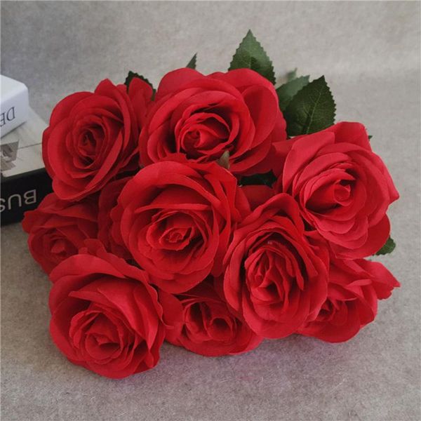 

decorative flowers & wreaths 10 head silk bouquet home decoration accessories wedding party scrapbook fake plants diy artificial roses
