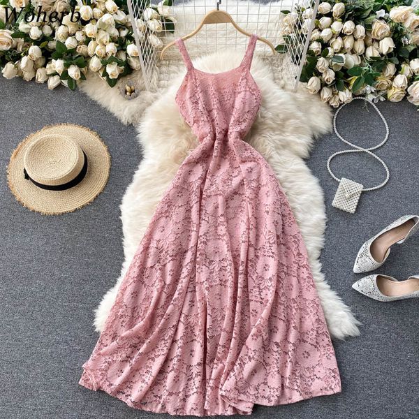 

elegant lace dress women spaghetti strap vestidos de mujer party club night summer dresses korean a-line robe 210422, Black;gray