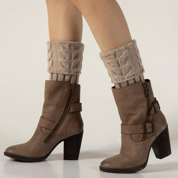 

socks & hosiery women's warm wool foot sock leg warmer amazon knitted boot cover leggings autumn winter twist, Black;white