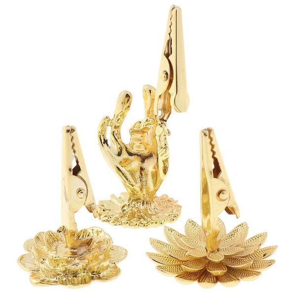 

gold-plated incense clip golden burner holder religious home deco high-grade buddha hand lotus fragrance lamps