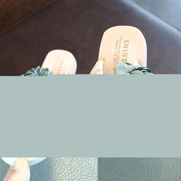 

slippers summer non-slip children's flip-flops girls fashion beach shoes pinch sandals female flowers women wear, Black