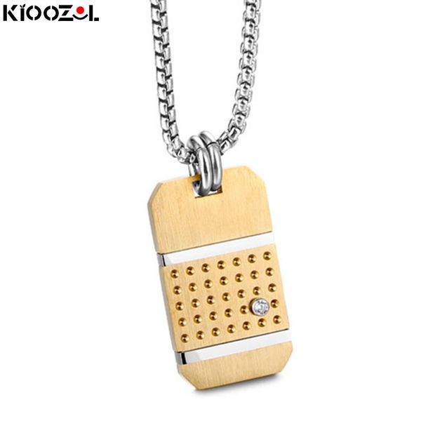

pendant necklaces kioozol gold color square tag stainless steel necklace for men homme fashion jewelry 074 ko8, Silver