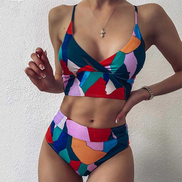 

swimwear mossha multicolor bikini set bandeau high waist 2021 push up retro women's swimsuit printed bathing suit, White;black