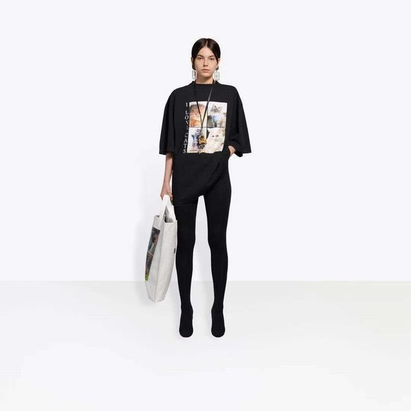 

g family 2021 spring summer couple belt bear print round neck t-shirt for men and women, White