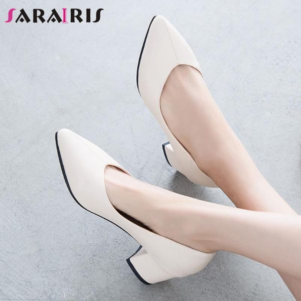 

dress shoes sarairis big size 31-43 female spring autumn chunky high heels pumps party ol women fashion pointed toe woman, Black