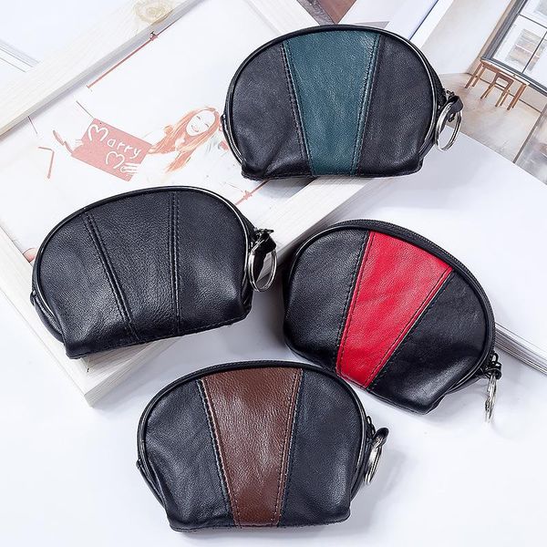 

coin purse men and women leather small wallet data cable storage bag key earphone zipper fashion fight wallets, Red;black