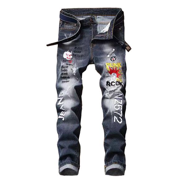 

men's jeans selling light arrival stoashed full length stripe regular fly embroidered straight jean biker jeans men c9rc, Blue