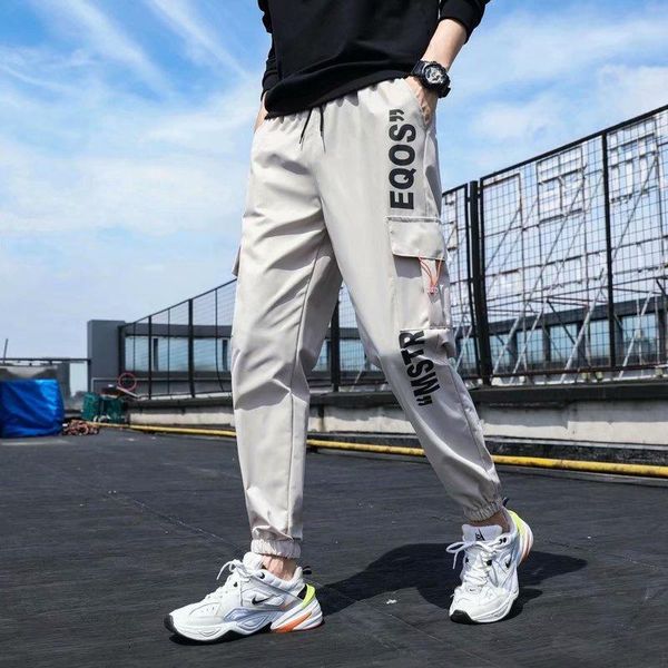 

men cargo pants streetwear 2021 hip hop casual pockets track male harajuku fashion trousers men's, Black