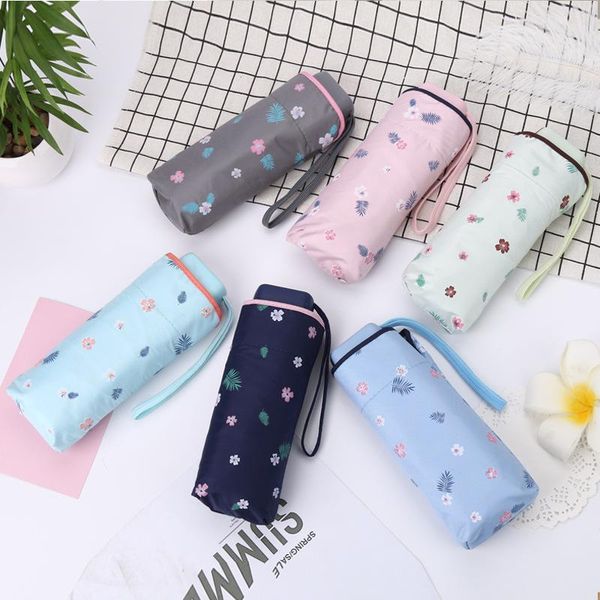 

umbrellas 4 colors small pocket folding pencil umbrella ultra-thin light mini rain women for men sun gear parasol