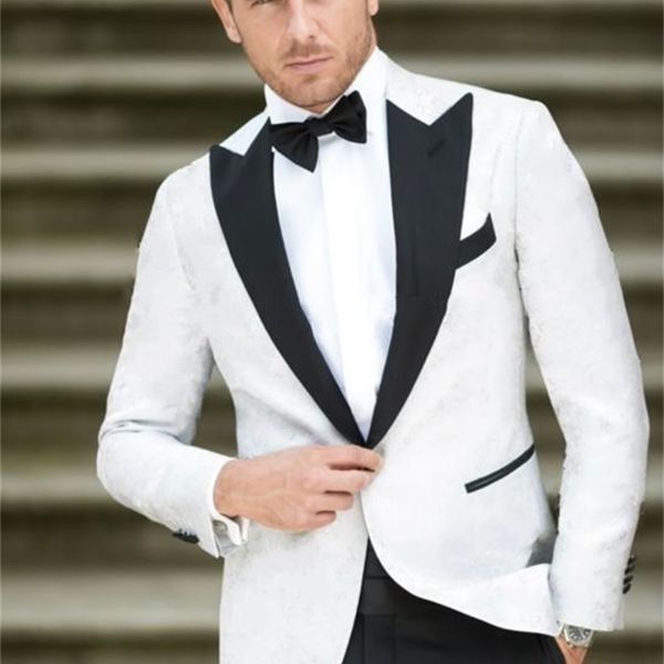 

men's suits & blazers groomsmen groom tuxedos custom made peak black lapel men wedding man bridegroom 2 pieces (jacket + pants tie, White;black