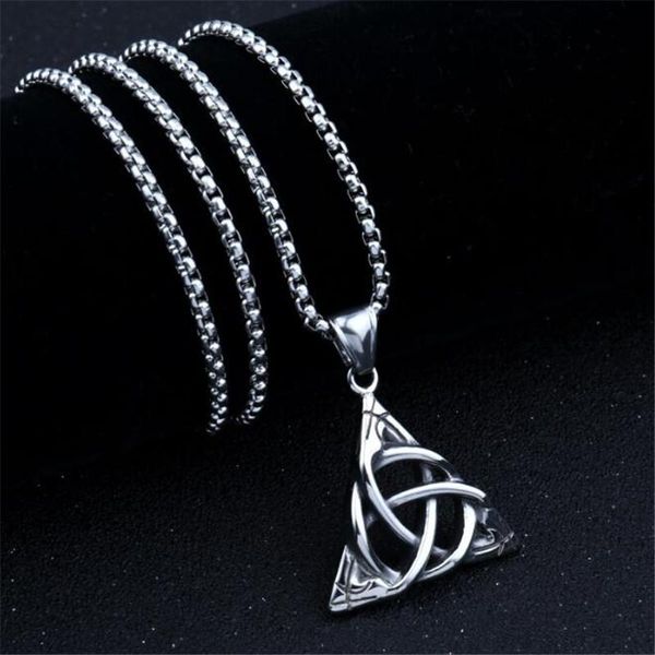 

european and american stainless steel irish celtic knot necklace hip hop silver color men's nightclub jewelry pendant necklaces