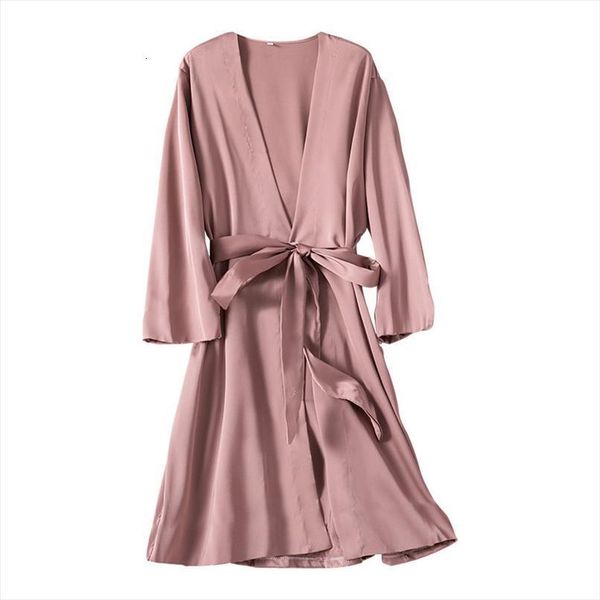 

deep v neck satin women sleepwear nightgown long kimono dress robe lingerie gown ice silk nightdress solid color nightwear, Black;red