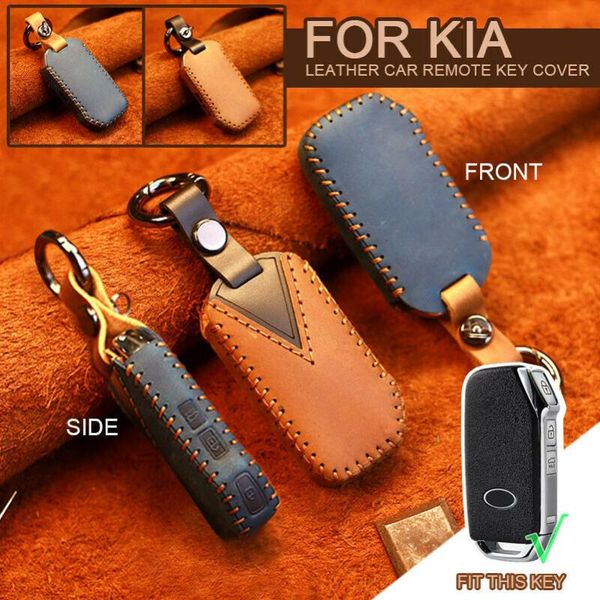 

keychains leather car remote smart key cover case for kia sportage ceed sorento cerato forte 2021 3 buttons auto part, Silver