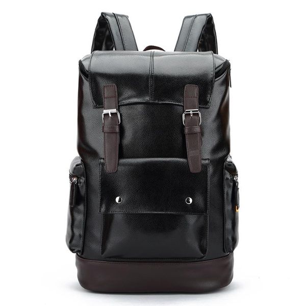 

backpack 2021 fashion men backpacks pu leather male lager capacity travel boy school computer bag