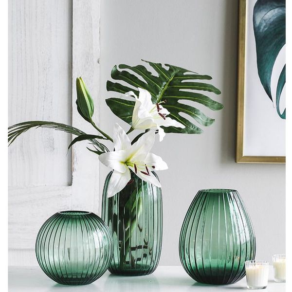 

green creative vase simple modern large glass transparent living room decoration table decor jarron home bn50hp vases