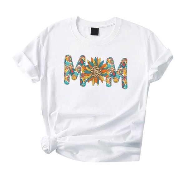 

t-shirts womens mother's day o-neck letter print short sleeve tee fashion summer simplicity woman 2021 manga corta women's t-shir, White