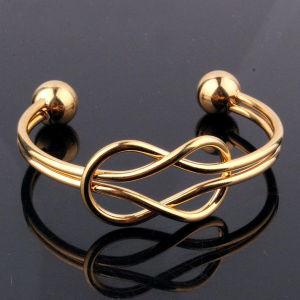 Granny Chic Узел Bangle Gold Wire Bangle Charm Braclets Панк из нержавеющей стали Мужская запястья Личность Рок Ювелирные Изделия Подарок для любви