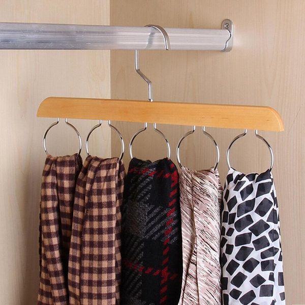 

stylish wood closet organizer rack with chrome hanger for silk scarf ties and belt log color wooden ring tie hangers & racks