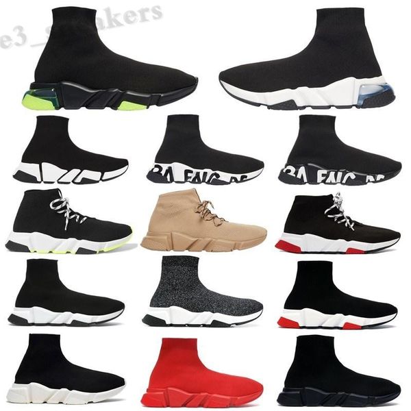 Balenciaga Speed stretch-knit Mid 2021 Satmak Çorap Erkek Kadın Rahat Ayakkabılar Sneaker Bej Sarı Siyah Beyaz Kırmızı Neon Moda Sporları 35-45 WD08