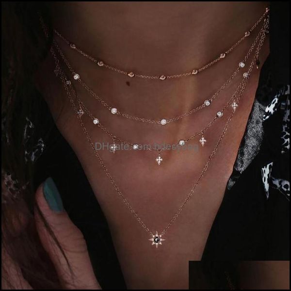 

pendant & pendants jewelrypendant necklaces fashion boho vintage for women gold sun moon crystal necklace mtilayer female jewelry valentine, Silver