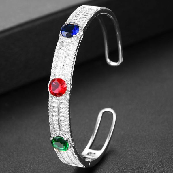 

bangle blachette trendy luxury gorgeous charm open for women bridal wedding cubic zircon bracelet party jewelry, Black
