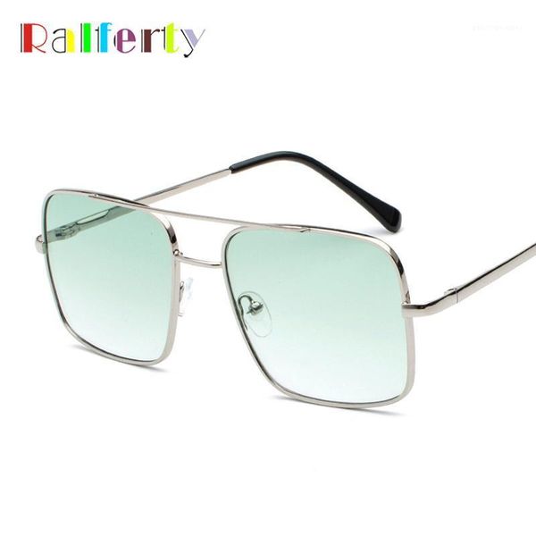 

ralferty 2021 sunglasses women green gradient square metal shades for lady fashion sun glass zonnebril dames j7032, White;black