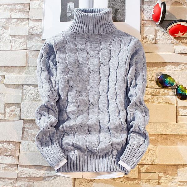 

men's sweaters winter thick sweater high collar slim knit warm christmas and pullover good, White;black