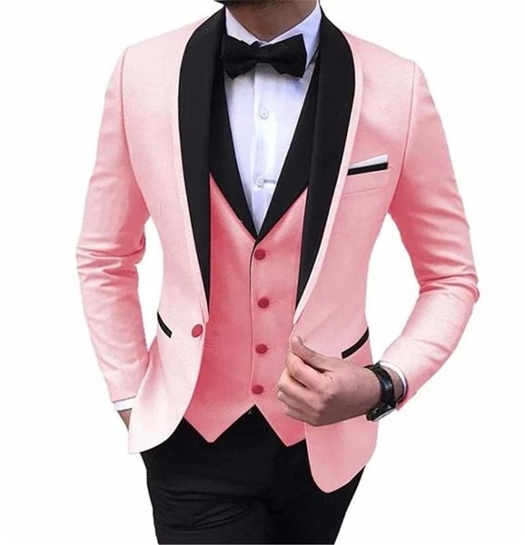 

men's suits & blazers costume homme marriage pink blue green men slim fit tuxedos prom blazer terno masculino 3 pieces (jacket+vest+pan, White;black