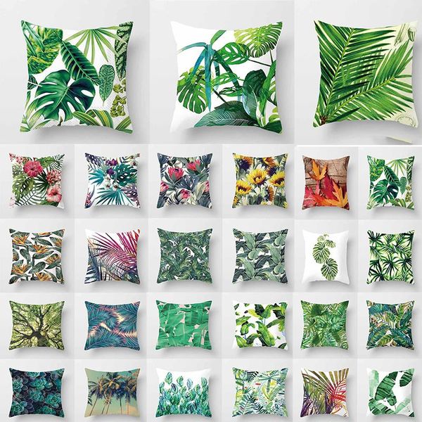 

cushion/decorative pillow tropical leaf cactus monstera cushion cover printing throw pillows sofa home decor pillowcase