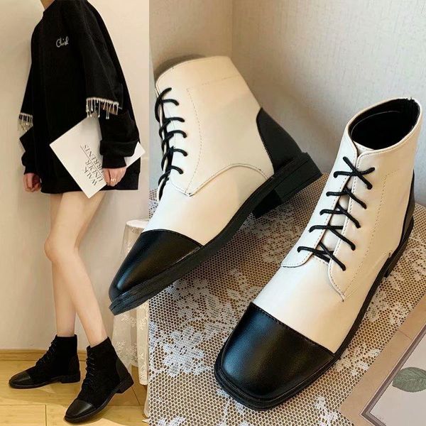 

boots 2021 fashion womens women winter shoes warm plush square toes ankle elegant ladies footwear, Black