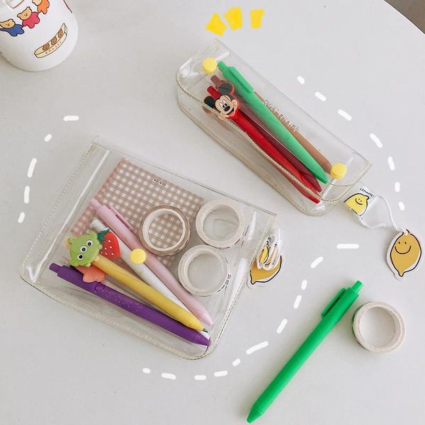 

large capacity transparent pencil case bag pen box organizer school office student gift storage stationery k178 bags