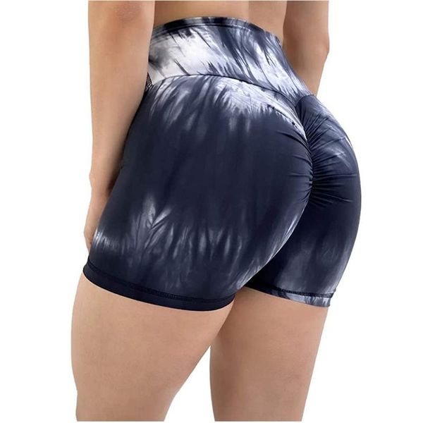 

tie-dye sport shorts women high waist elasticated seamless fitness leggings push up gym training tights yoga short #p3 outfit