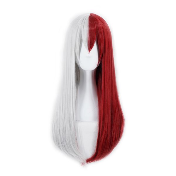 

anime my hero academia boku no hiro akademia s todoroki shouto white and red cosplay wig +wig cap, Black