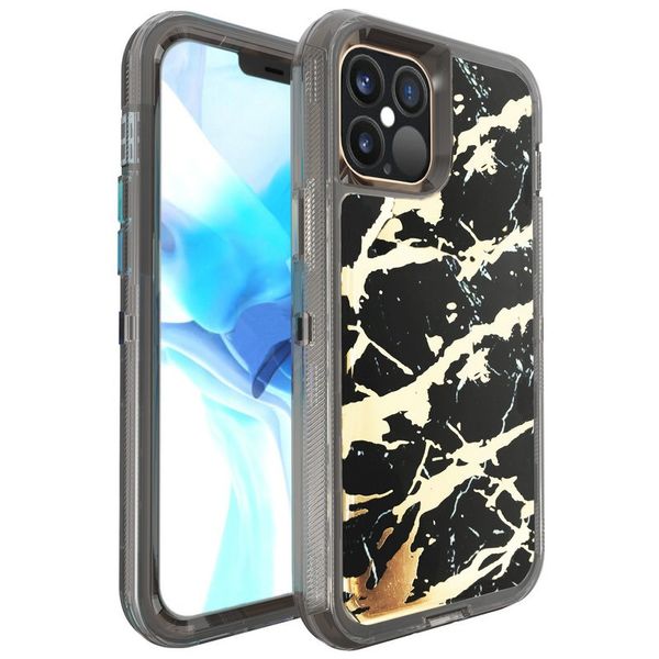 Epoxy Marmor Defender Hüllen für iPhone 12 Pro Max 11 X XR XS 8 7 6 6s Plus Heavy Duty Rugged Hybrid Armor Stoßfeste Handyhülle