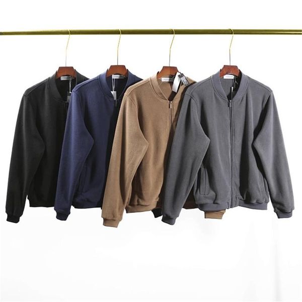 

men's jackets 2021 baseball collar design comfortable polar fleece casual fashion sweatshirt jacket mens clothing, Black;brown