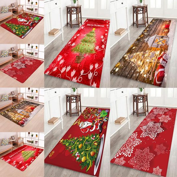 

christmas santa claus anti-slip kitchen dinning room fireplace floor mat flannel carpet rug durable xmas home decor cushion/decorative pillo