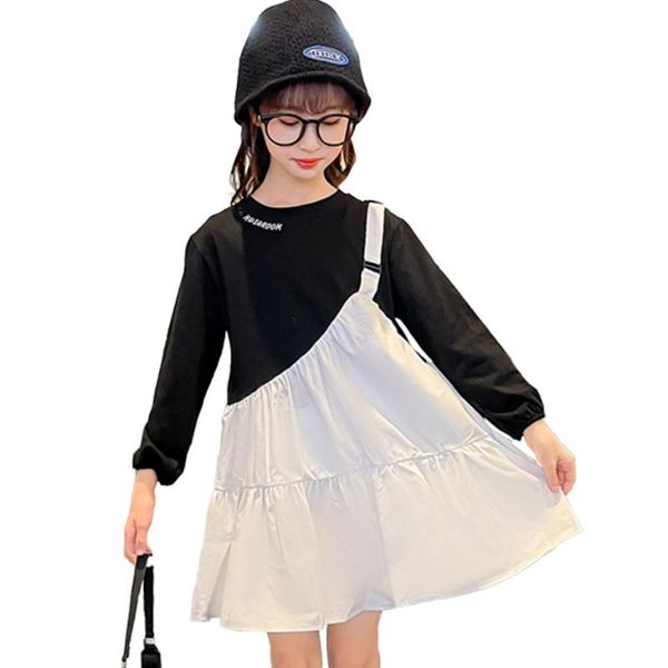 

girl's dresses big girl dress patchwork girls party kids spring autumn casual children's costumes for, Red;yellow