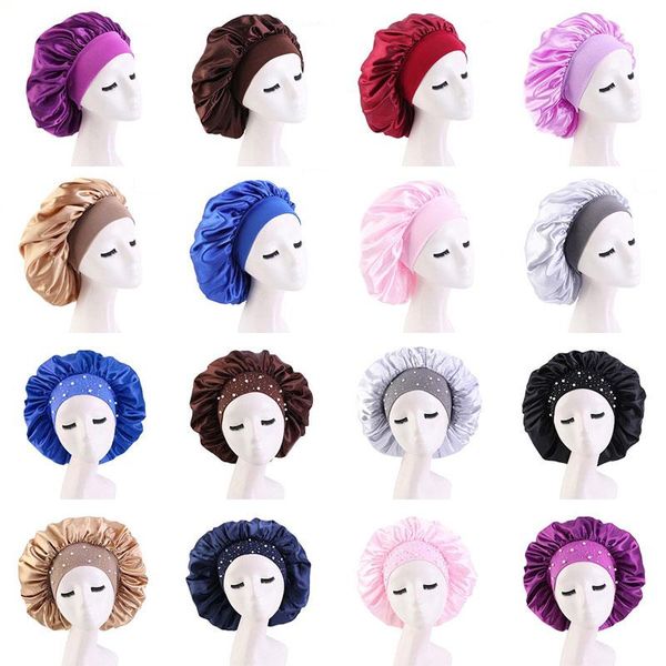 

beanie/skull caps fashion satin silk bonnet sleep night cap head cover hat ladies sleeping headwear hair wrap, Blue;gray