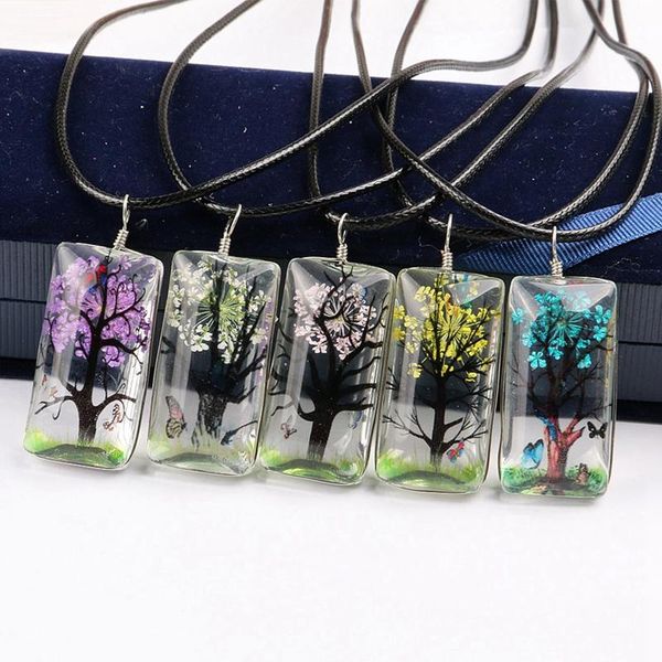

pendant necklaces arrival dandelion necklace fashion tree charm glass for women party natural jewelry, Silver