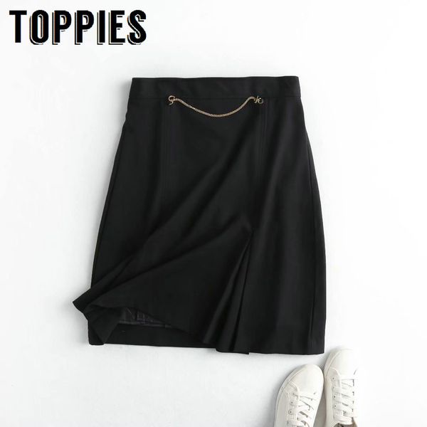 

ies women black chain skirt casual women ol skirts 210412