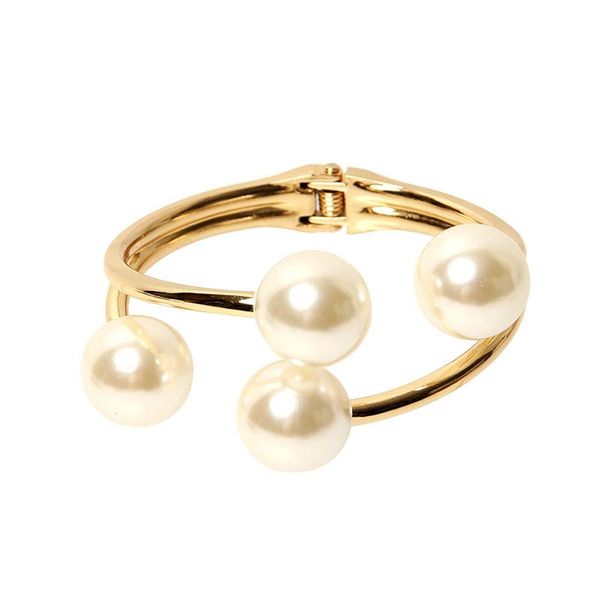 

bangle fashion ol style pearls cuff bracelets charm alloy bangles for women jewelry accessories golden wholesale gift, Black