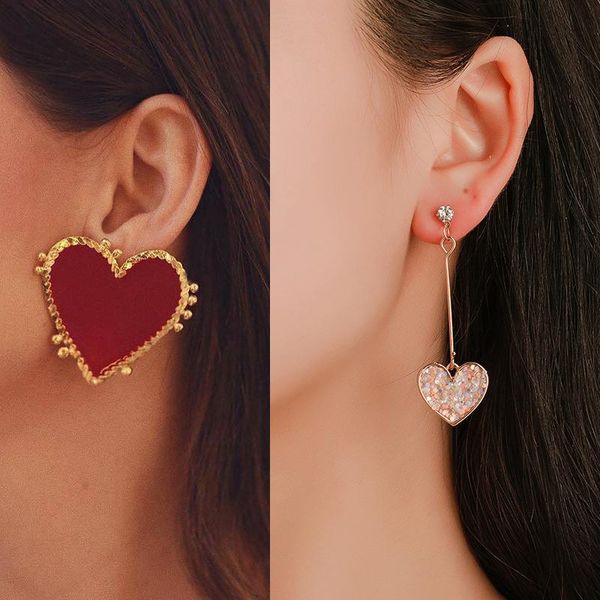

dangle & chandelier 2021 design lady statement earring women metal gold color eye heart lips long drop earrings fashion party jewelry, Silver